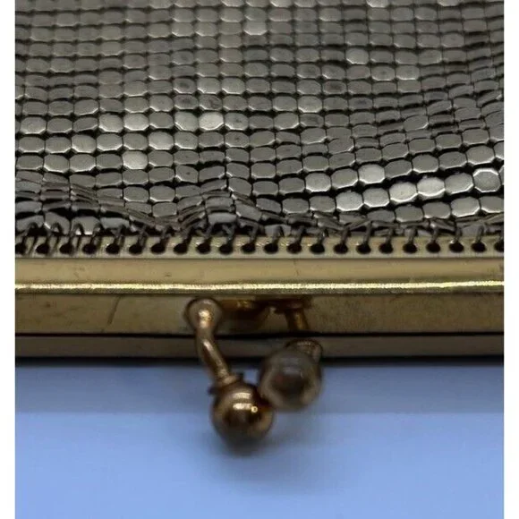 Vintage Whiting & Davis Gold Mesh Evening Bag Purse Clutch Formal Wedding 1950s - Picture 4 of 16